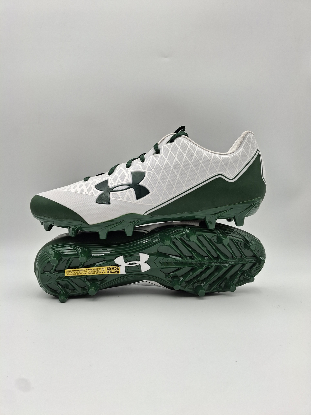 Under Armour Men's Baseball Cleats White Green US Size 13.5 Wide (E)